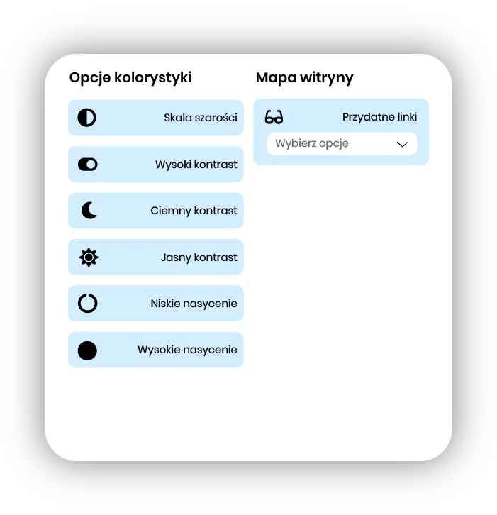 Opcje Kolorystyki i Mapa Witryny — materiały projektu